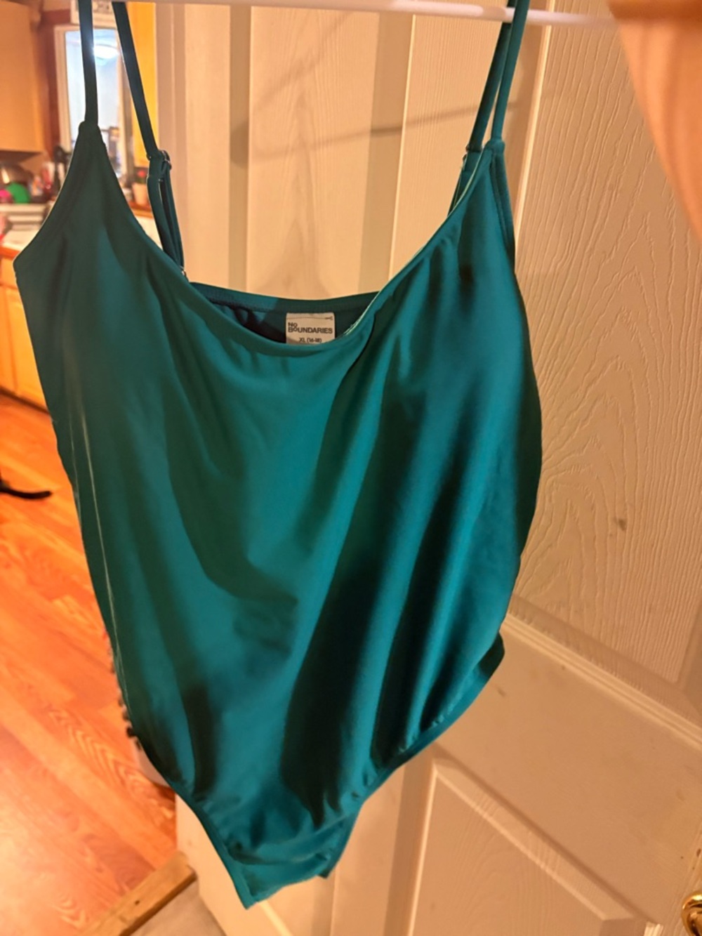 No Boundaries Teal Satin Cami Bodysuit Bathing Suit NEW WITH TAGS
